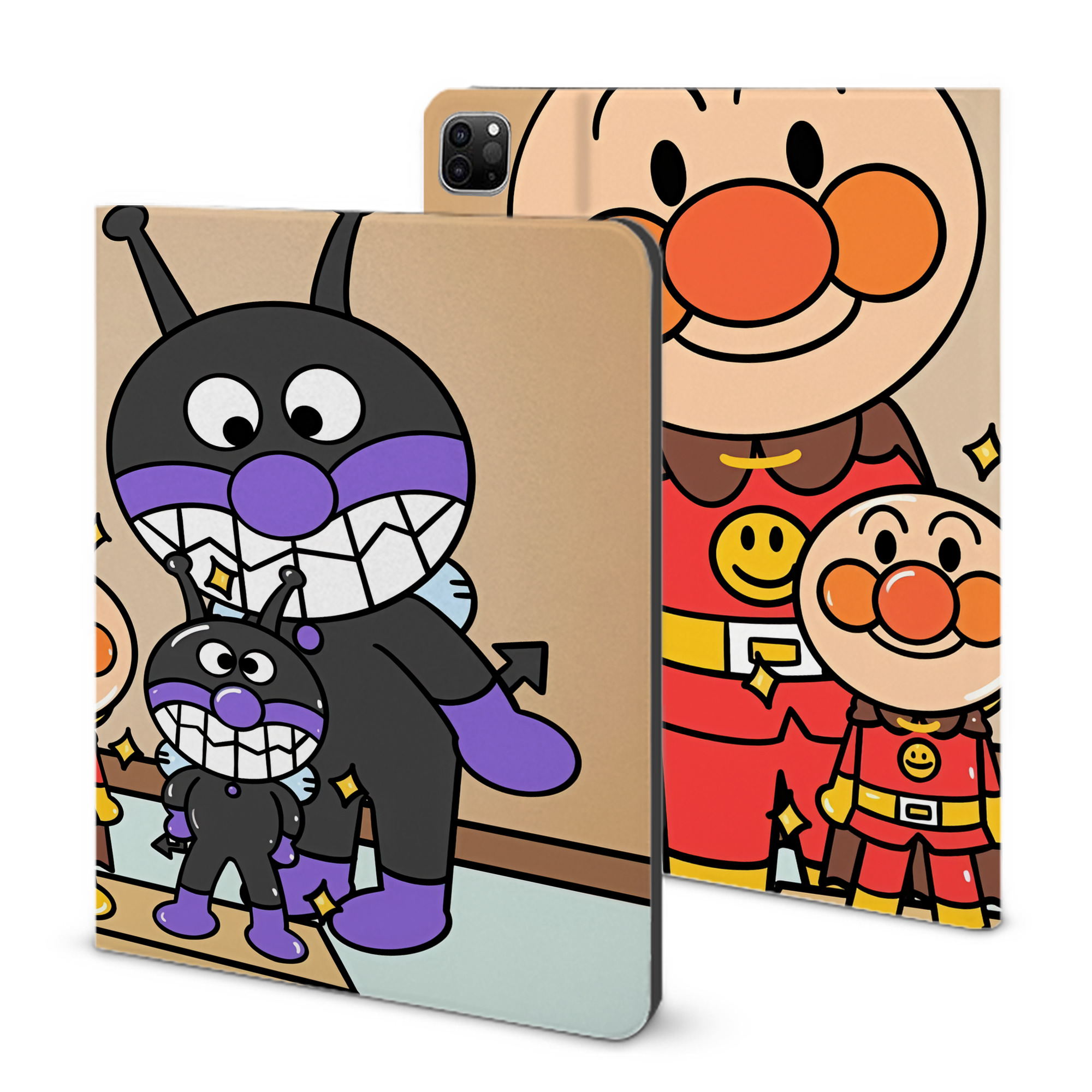 （画像用） アンパンマン Anpanman IPad ケース ブック型 PUレザー TPU 耐衝撃 軽量 薄型 ペン収納なし 全面保護 IPad 各モデル対応